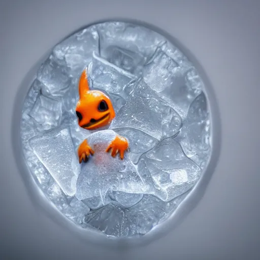 Image similar to charmander made of ice, photography, detailed, 4 k