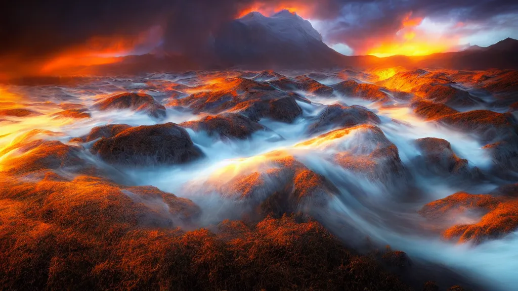 Image similar to amazing landscape photo of a molecule by marc adamus, beautiful dramatic lighting