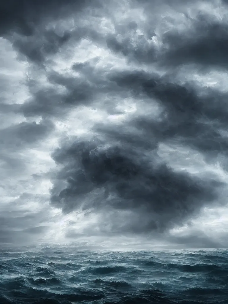 Image similar to detailed sea, layers, very detailed super storm, hyper realistic, impressive, very atmospheric, smoke boiling, cinematic, deep, very high complexity, stunning, masterpiece, weather photography, very detailed. 4 k