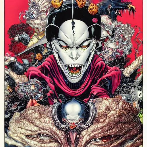 Image similar to portrait of crazy spawn, symmetrical, by yoichi hatakenaka, masamune shirow, josan gonzales and dan mumford, ayami kojima, takato yamamoto, barclay shaw, karol bak, yukito kishiro