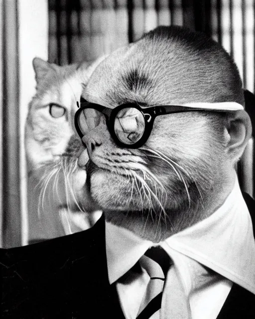 Prompt: a portrait of a 1 9 8 0 s kgb agent looking like a anthropomorphic cat