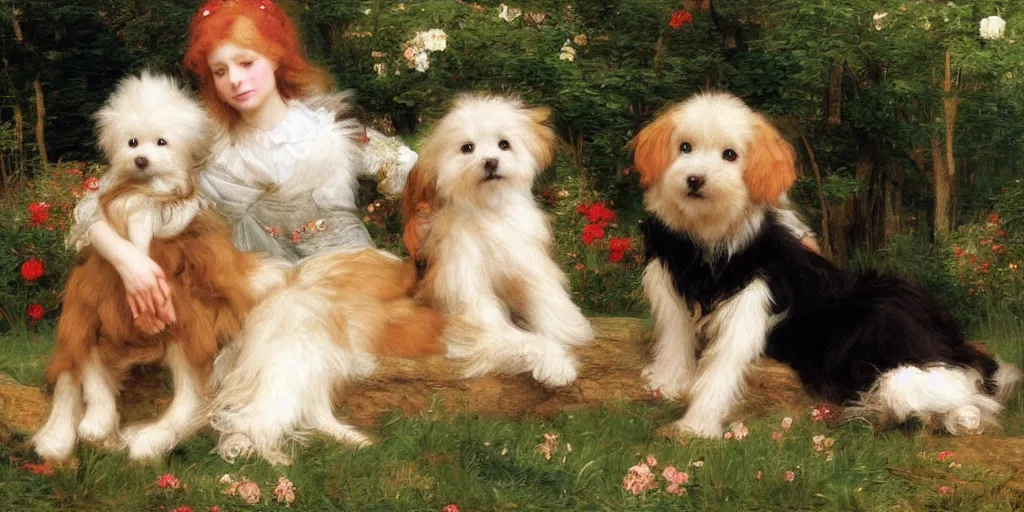 Prompt: 3 d precious moments plush dog, precious moments, realistic fur, master painter and art style of john william waterhouse and caspar david friedrich and philipp otto runge