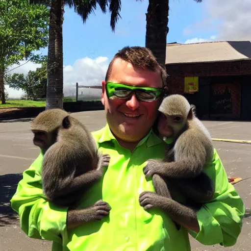 Image similar to limes guy holding monkeys