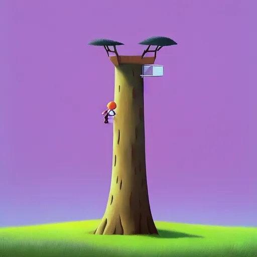 Image similar to Goro Fujita ilustration a square elevator tied to a tree in the middle of the forest, painting by Goro Fujita, sharp focus, highly detailed, ArtStation