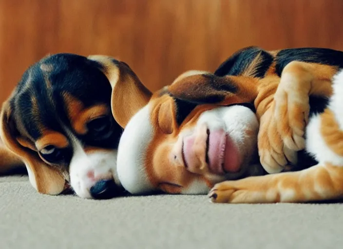 Image similar to beagle and baby playing together