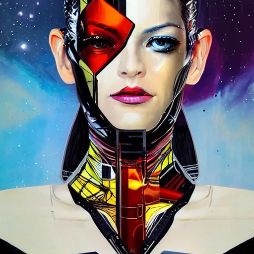 Image similar to portrait of a female android, by Sandra Chevrier and DC comics