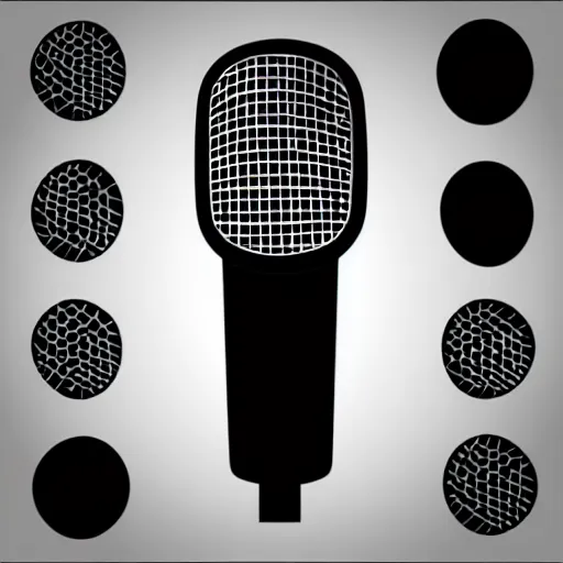 Image similar to iconic vector logo illustration of a microphone line art, bold