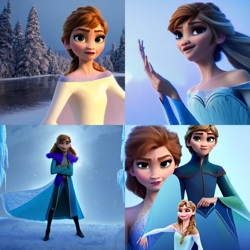 Prompt: zendaya Frozen Movie, High quality illustration, trending on artstation, octane render, 4k, Pixar rendering,