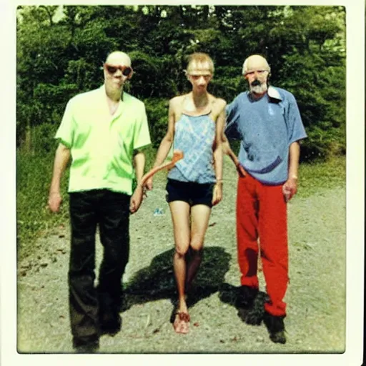 Image similar to found polaroid photo of trash humpers in the trailer park