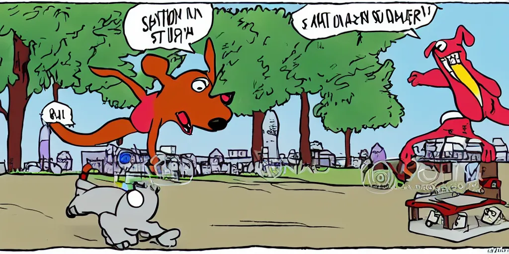 Prompt: a cartoon dog doing a really cool stunt, Saturday morning cartoon