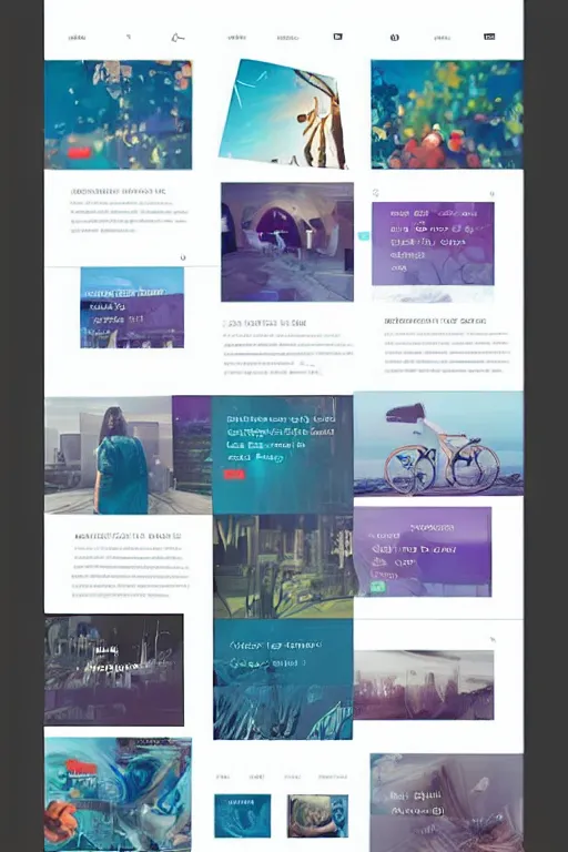 Image similar to website layout for digital artist, clean modern colorful ui