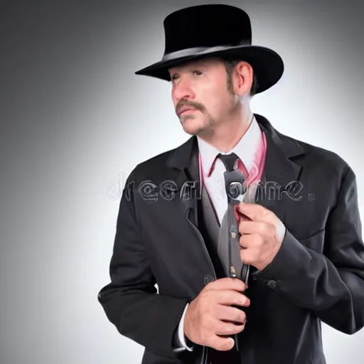 Prompt: old fashioned detective in hat on dark background stock photo shatterstock