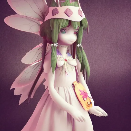 Prompt: cute fumo plush of a girl of the fae, fairy folk, ritual dress, natural bokeh vray render