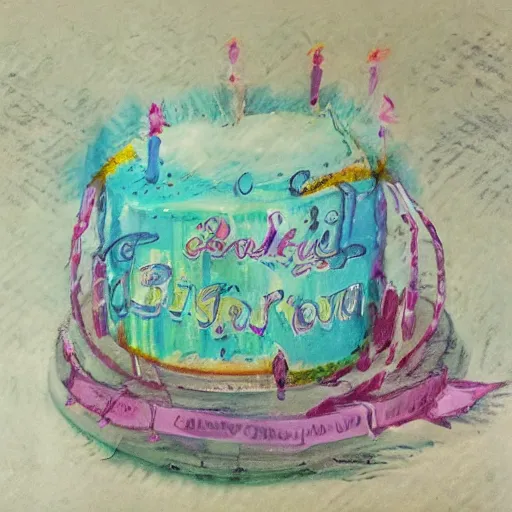 Image similar to ' happy birthday'written on a cake, photorealism