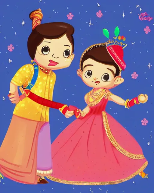 Image similar to cutest cartoon illustration of raksha bandhan, cute, colorful, beautiful, artstation, deviantart, pinterest, 5 0 0 px