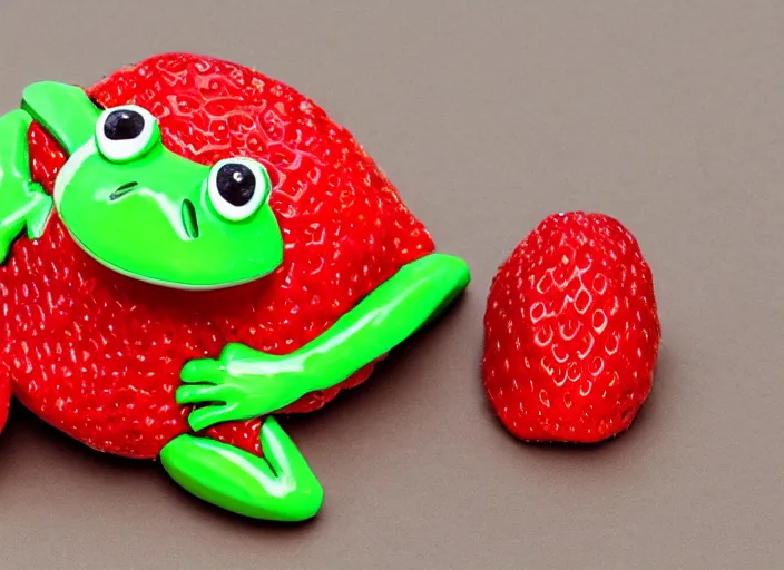 Image similar to frog made of strawberries