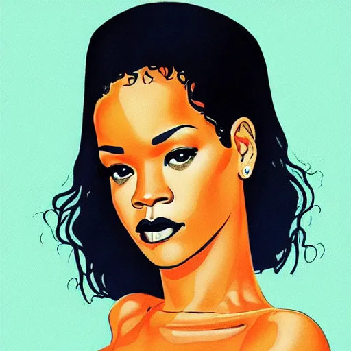 Image similar to “ rihanna retro minimalist portrait by jean giraud, art of moebius, sharp, smooth face, comic, 8 k ”