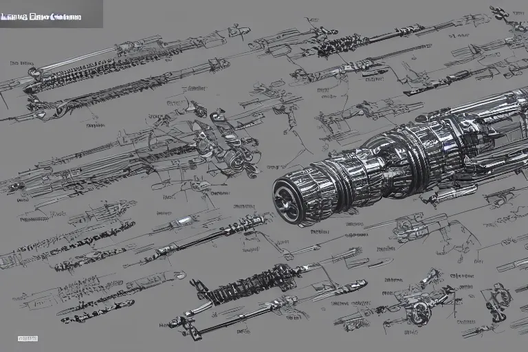 Image similar to aesthetically pleasant technical drawing of an open - source nuclear weapon machinery, hyperdetailed, complex, intricate, exploded view!!, 4 k, trending on artstation