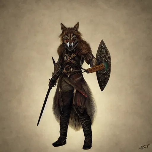 Prompt: fantasy art of a noble werefox warrior, photorealistic