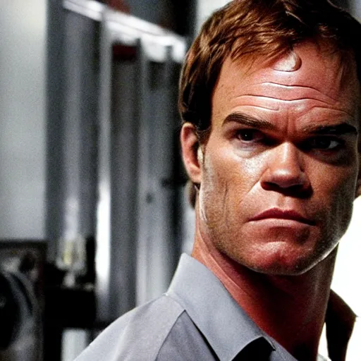 Image similar to dexter morgan as terminator movie still