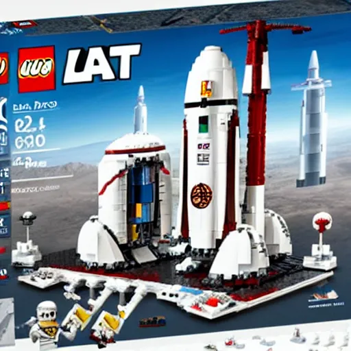 Image similar to an elon musk space x mars colony lego set