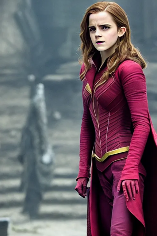 Image similar to Still of Emma Watson as Scarlett Witch