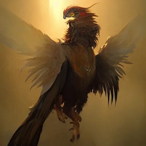 Prompt: A Gryphon with a human upper body, intricate, elegant, volumetric lighting, scenery, digital painting, highly detailed, artstation, sharp focus, illustration, concept art, ruan jia, steve mccurry