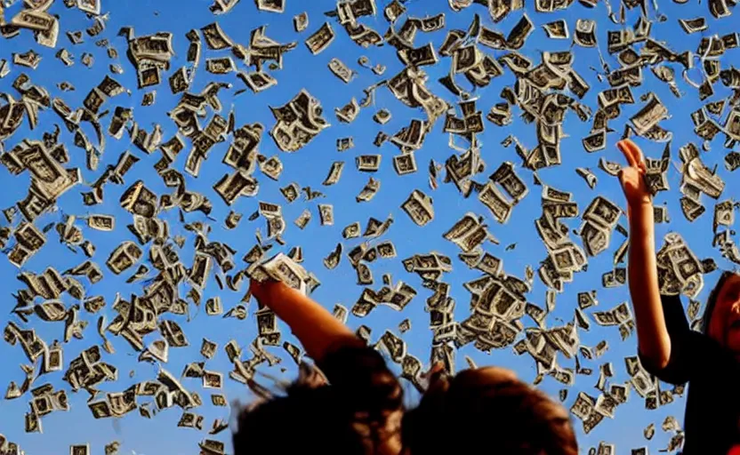 money raining from the sky in melbourne. | Stable Diffusion | OpenArt