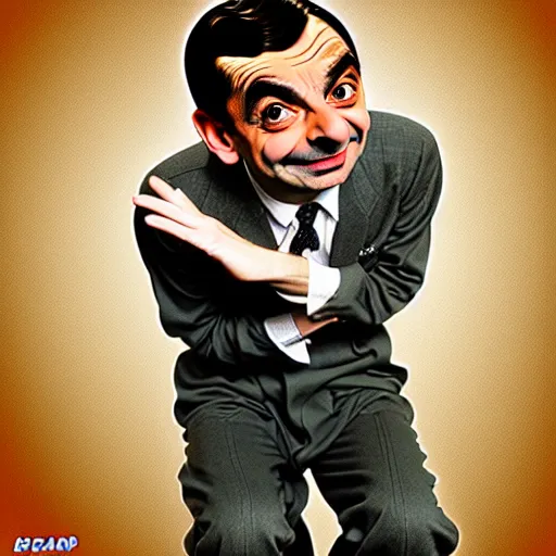 Image similar to mr. bean as a male pinup. male pin - up poster.