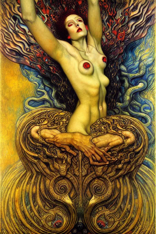 Image similar to Divine Chaos Engine by Karol Bak, Jean Delville, William Blake, Gustav Klimt, and Vincent Van Gogh, symbolist, visionary