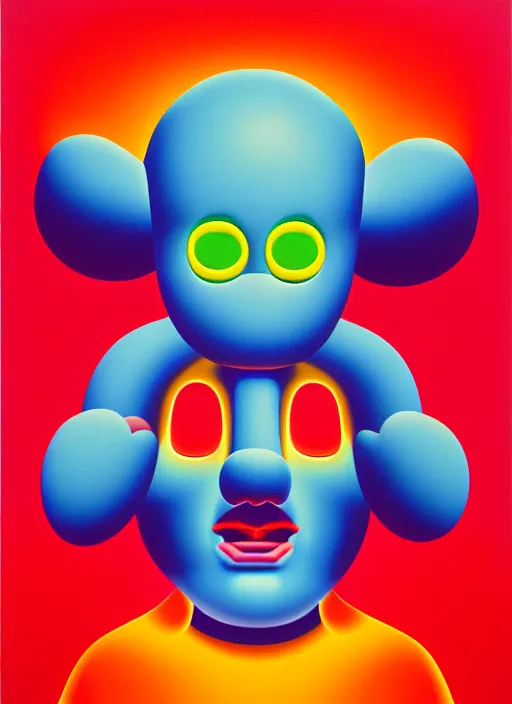 Image similar to devil by shusei nagaoka, kaws, david rudnick, airbrush on canvas, pastell colours, cell shaded, 8 k