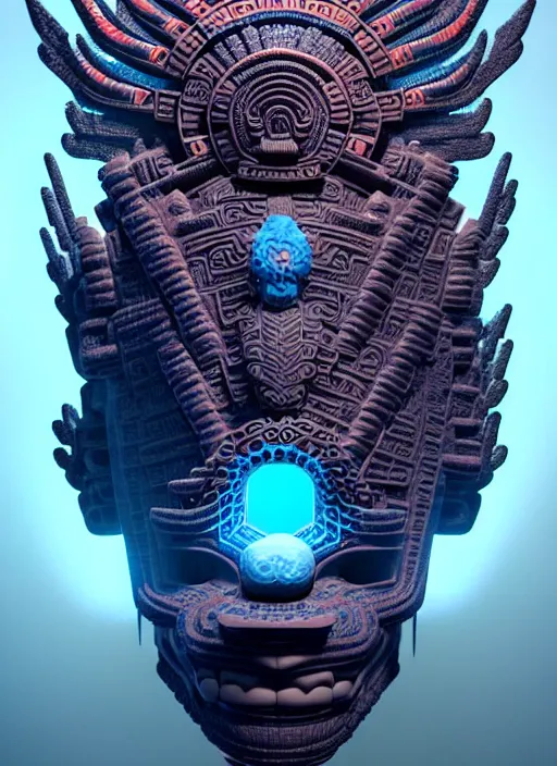 Prompt: 3 d mayan goddess profile portrait. beautiful intricate highly detailed quetzalcoatl helmet and feathers. low - key lighting, bioluminescent, plasma, lava, ice, water, wind, creature, thunderstorm! artwork by tooth wu and wlop and beeple and greg rutkowski, 8 k trending on artstation,