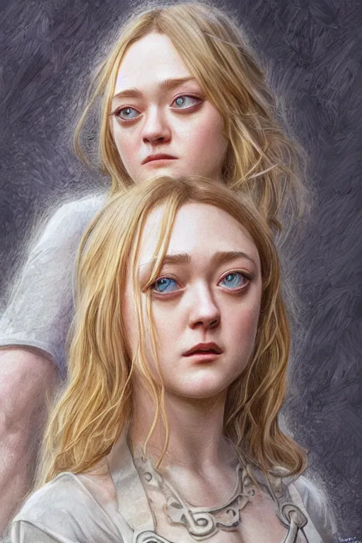 Image similar to Dakota Fanning as a ruggedly handsome hero, intricate, elegant, highly detailed, centered, digital painting, artstation, concept art, smooth, sharp focus, illustration, art by artgerm and donato giancola and Joseph Christian Leyendecker, WLOP