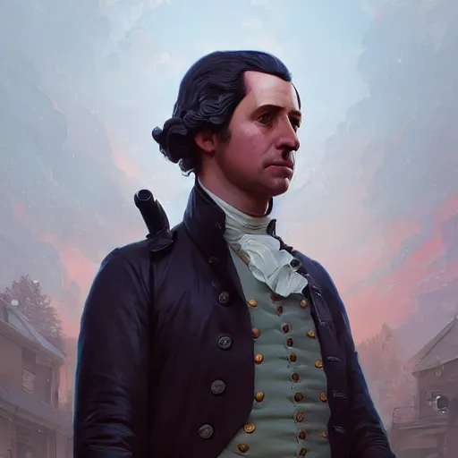 Image similar to highly detailed portrait, george washington, in gta v, stephen bliss, unreal engine, fantasy art by greg rutkowski, loish, rhads, ferdinand knab, makoto shinkai and lois van baarle, ilya kuvshinov, rossdraws, tom bagshaw, global illumination, radiant light, detailed and intricate environment