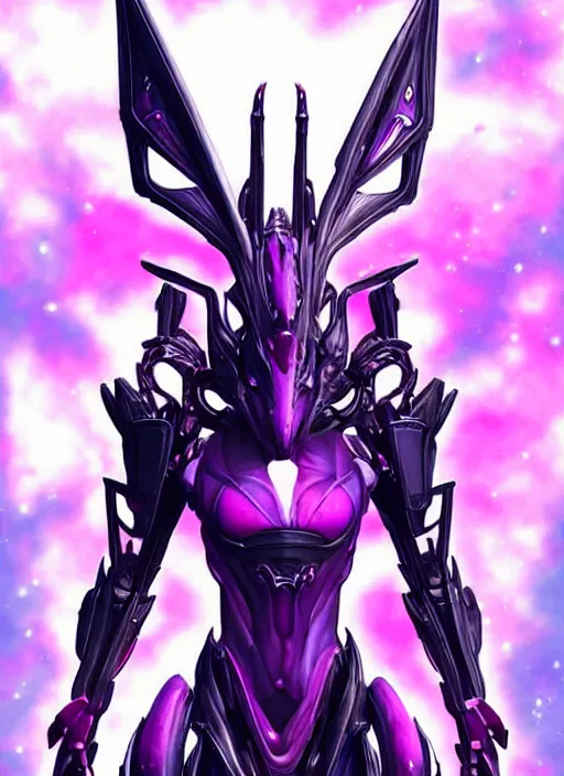 Image similar to cinematic bust shot, cosmic beautiful stunning giant robot mecha hot female dragon goddess, sharp spines, sharp metal ears, smooth purple eyes, smooth fuschia skin, elegant smooth silver armor, nebula size, epic proportions, epic scale, macro giantess, furry art, dragon art, goddess art, giantess art, warframe, warframe fanart, furaffinity, octane