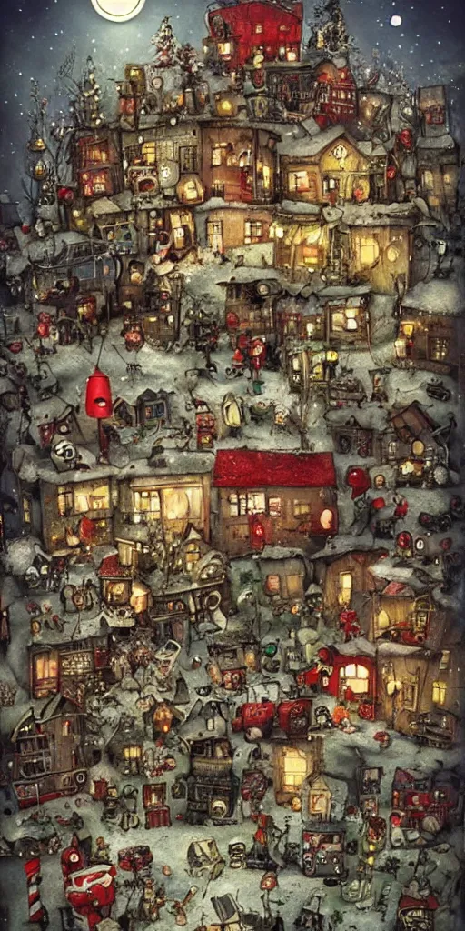 Image similar to a christmas toy junkyard scene by alexander jansson and where's waldo