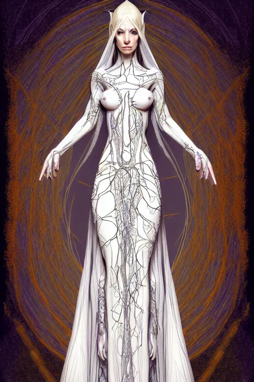 Prompt: digital art, centered full body of elven bride ,intricate, veins, by piet mondrian ultradetailed, charachter design, concept art, trending on artstation,