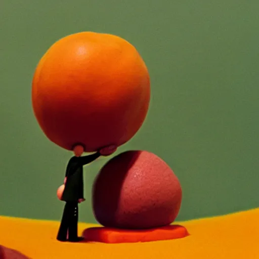 Prompt: giant peach, claymation, tim burton