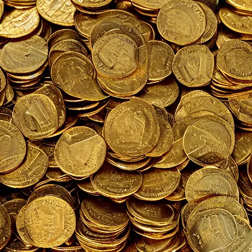 Prompt: millions of gold coins in a pile
