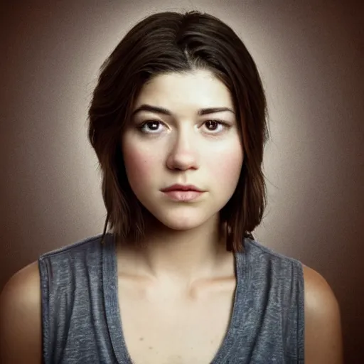 Prompt: a masterpiece portrait photo of a beautiful young woman who looks like a hispanic mary elizabeth winstead, symmetrical face