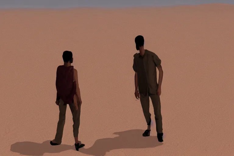 Image similar to detailed photo of wanderer found oaziz in desert, photorealistic