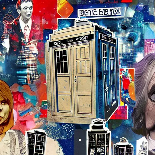 Image similar to collage of the TARDIS from Doctor Who by Sandra Chevrier