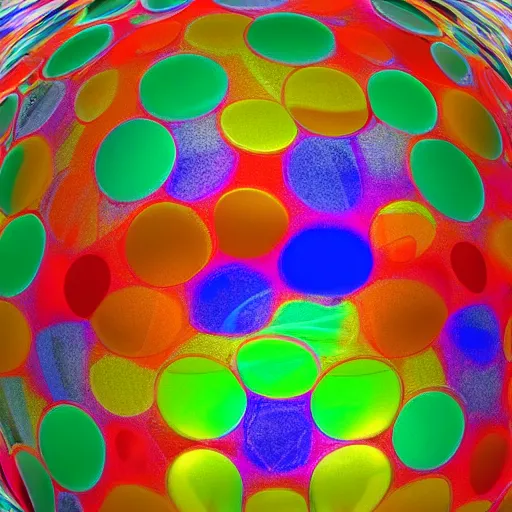 Prompt: Giant Translucent multicolored spheres, reflections, transparent, cracks, hd photograph