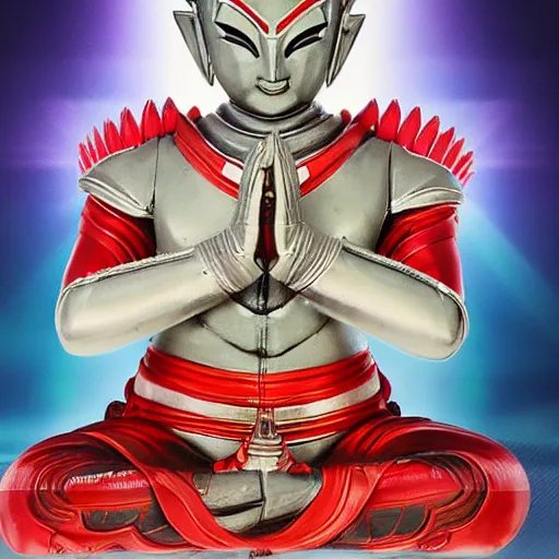 Image similar to new ultraman design called bodhisatva, photorealistic with poster