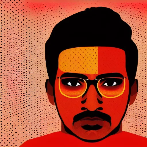 Prompt: a portrait of an indian man, in retro colors, synthwave style, 2 d digital vector art