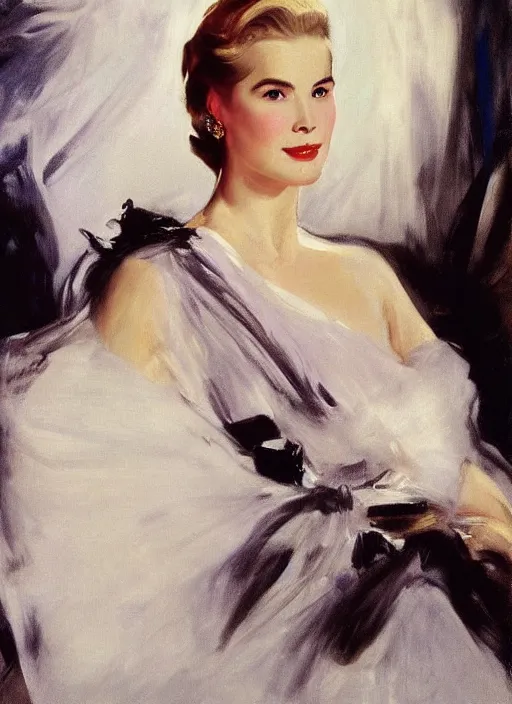 Image similar to portrait of grace kelly, by john singer sargent