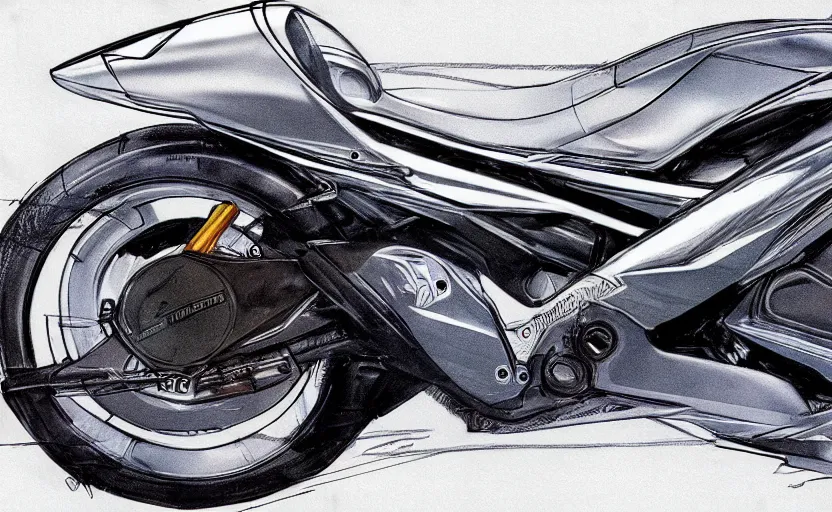 Image similar to 1 9 9 0 s yamaha sport motorcycle concept, sketch, art,