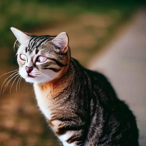 Prompt: cat laughing at camera