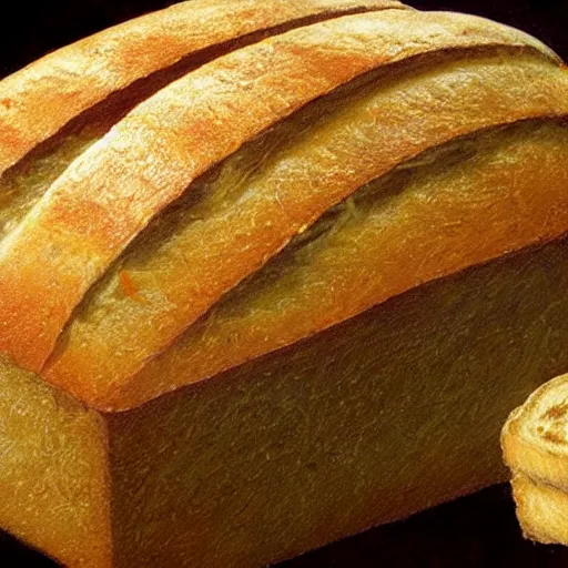 Image similar to beautifully toasted loaf of bread, ultradetailed, crispy, art by craig mullins