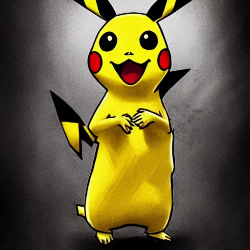 Image similar to a detailed render of pikachu as a character in a tim burton movie. Gothic, trending on artstation.